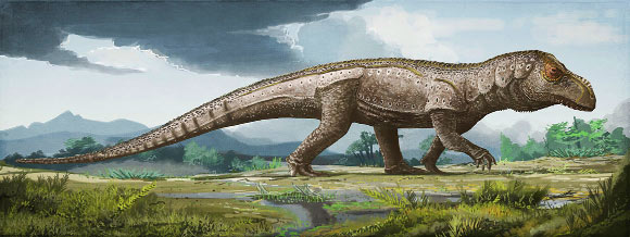 A paleoartist’s reconstruction of Mandasuchus tanyauchen. Image credit: Mark Witton / Trustees of the Natural History Museum, London.