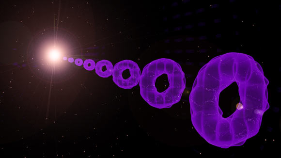 An expanding, ring-shaped Bose-Einstein condensate shares several striking features with the early Universe. Image credit: Emily Edwards, University of Maryland.