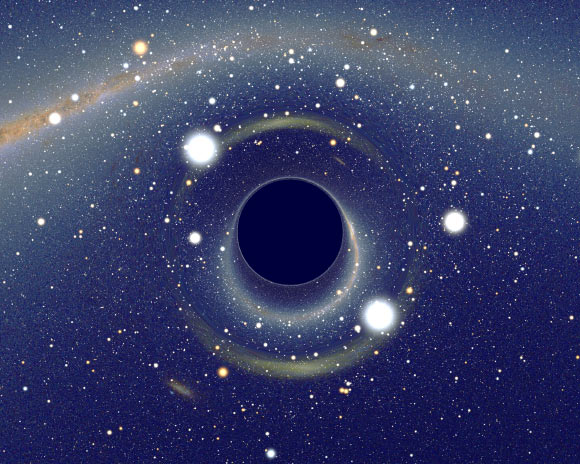 Artist’s impression of a massive black hole. Image credit: Alain Riazuelo / CC BY-SA 2.5.