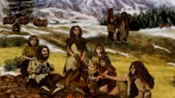 An artist’s impression of prehistoric humans in Europe.
