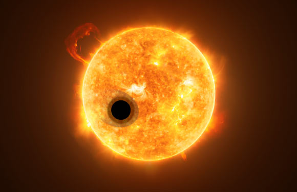 An artist’s impression of WASP-107b. Image credit: NASA / ESA / Hubble / M. Kornmesser.