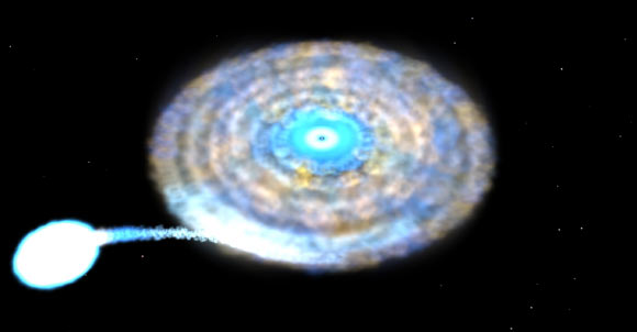 This artist’s impression depicts IGR J17062–6143. Image credit: NASA’s Goddard Space Flight Center.