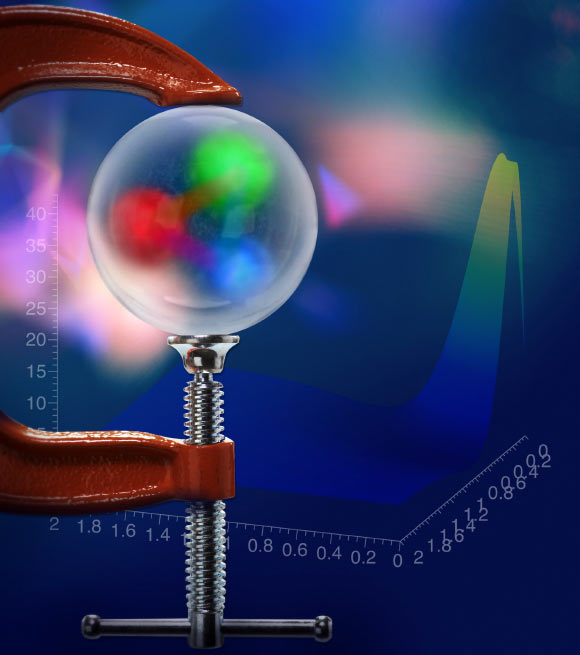 The first measurement of a subatomic particle’s mechanical property reveals the distribution of pressure inside the proton. Image credit: Thomas Jefferson National Accelerator Facility.