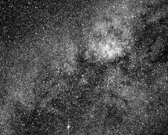 This test image from one of the four cameras aboard NASA’s TESS spacecraft captures a swath of the southern sky along the plane of the Milky Way. Image credit: NASA / MIT / TESS.