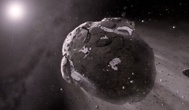 An artist’s impression of a rocky asteroid. Image credit: Mark A. Garlick, Space-art.co.uk / University of Warwick / University of Cambridge.