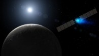 This artist’s concept shows NASA’s Dawn spacecraft arriving at Ceres. Image credit: NASA / JPL-Caltech.