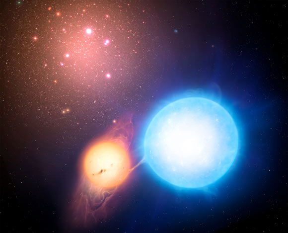 Globular clusters could be up to 4 billion years younger than previously thought. This image shows a binary star system within a globular cluster. Image credit: Mark A. Garlick / University of Warwick.