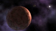 An artist’s concept of the minor planet Sedna; the Sun appears as an extremely bright star instead of a large, warm disc observed from Earth; in the distance is a hypothetical small moon, which scientists believe may be orbiting this distant body. Image credit: NASA / JPL-Caltech.