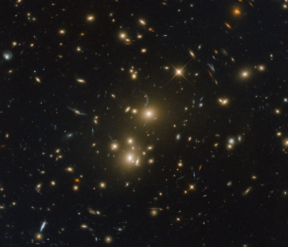 This Hubble image shows the massive galaxy cluster RXC J0232.2-4420. Image credit: NASA / ESA / Hubble / RELICS.