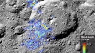 Organic deposits in Ernutet crater on Ceres. Image credit: Kaplan et al / NASA.