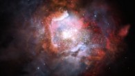 An artist’s impression of a starburst galaxy. This kind of galaxy is typically forming stars at such a high rate; they can form up to 1,000 times more stars per year, compared to our own Milky Way Galaxy. Image credit: M. Kornmesser / ESO.