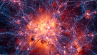 A simulation of the cosmic web, diffuse tendrils of gas that connect galaxies across the Universe. Image credit: Illustris Collaboration.