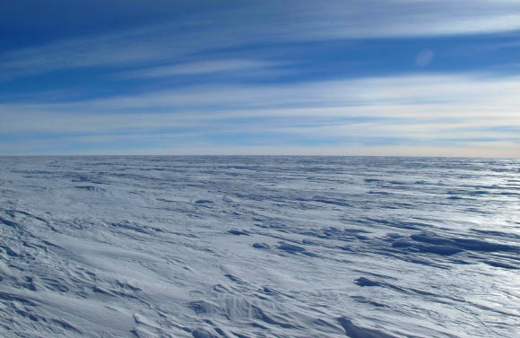 The East Antarctic Plateau is a windswept desolate expanse the size off Australia with few bases or instruments. Image credit: Ted Scambos, National Snow and Ice Data Center / University of Colorado Boulder.