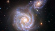 An impression of the encounter between the Milky Way and the Sausage dwarf galaxy. Image credit: V. Belokurov / Juan Carlos Muñoz / ESO.