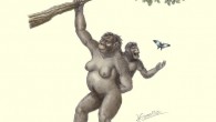 Female Australopithecus afarensis with a child. Image credit: Concavenator / CC BY-SA 4.0.