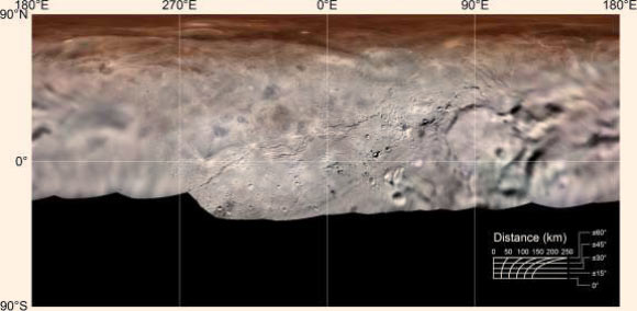 Global image mosaic of Charon. Image credit: Schenk et al, doi: 10.1016/j.icarus.2018.06.010.