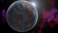 This artist’s impression shows Ross 128b, with the red dwarf star Ross 128 in the background. This system is located in the constellation of Virgo, about 11 light-years away. Ross 128b is 20 times closer to the star than the Earth is to the Sun, and takes just 9.9 days to circle it. The planet’s equilibrium temperature is estimated to be 70 degrees Fahrenheit (21 degrees Celsius). Image credit: Sci-News.com.