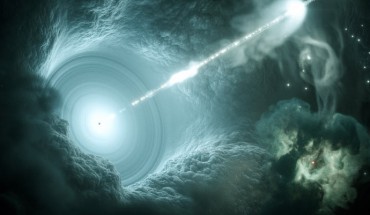 An artist’s impression of a blazar. Image credit: DESY / Science Communication Lab.