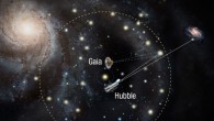 Using NASA/ESA Hubble and ESA’s Gaia space telescopes, Riess et al have made the most precise measurements to date of the Universe’s expansion rate. This is calculated by gauging the distances between nearby galaxies using special types of stars called Cepheid variables as cosmic yardsticks. By comparing their intrinsic brightness as measured by Hubble, with their apparent brightness as seen from Earth, scientists can calculate their distances. Gaia further refines this yardstick by geometrically measuring the distances to Cepheid variables within the Milky Way Galaxy. This allowed astronomers to more precisely calibrate the distances to Cepheids that are seen in outside galaxies. Image credit: NASA / ESA / A. Field, STScI.