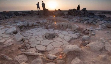 One of the stone structures of the Shubayqa 1 site, Jordan; the fireplace, where the bread was found, is in the middle. Image credit: Alexis Pantos.