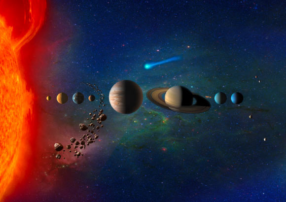 An artist’s impression of the Solar System. Image credit: NASA.