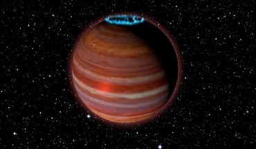 Artist’s conception of SIMP01365, an object with 12.7 times the mass of Jupiter, but a magnetic field 200 times more powerful than Jupiter’s. Image credit: Chuck Carter, Caltech / NRAO / AUI / NSF.