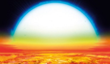Artist’s impression of a sunset on the ultrahot Jupiter KELT-9b. Image credit: Denis Bajram.