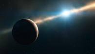 This artist’s impression shows how the gas giant exoplanet inside the disc of Beta Pictoris may look. Image credit: L. Calçada / ESO.