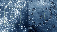 The figure on the left is a composite image produced by adding 48 different exposures from News Horizons’ Long Range Reconnaissance Imager, each with an exposure time of 29.967 seconds, taken on August 16, 2018. The predicted position of 2014 MU69 is at the center of the yellow box, and is indicated by the yellow crosshairs, just above and left of a nearby star that is approximately 17 times brighter than 2014 MU69. At right is a magnified view of the region in the yellow box, after subtraction of a background star field ‘template’ taken by LORRI in September 2017 before it could detect the object itself. 2014 MU69 is clearly detected in this star-subtracted image and is very close to where scientists predicted, indicating to the team that New Horizons is being targeted in the right direction. The many artifacts in the star-subtracted image are caused either by small mis-registrations between the new LORRI images and the template, or by intrinsic brightness variations of the stars. At the time of these observations, 2014 MU69 was 107 million miles (172 million km) from the New Horizons spacecraft and 4 billion miles (6.5 billion km) from the Sun. Image credit: NASA / JHUAPL / SwRI.