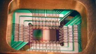 A chip designed to operate as a 128-qubit superconducting adiabatic quantum optimization processor. Image credit: D-Wave Systems, Inc.