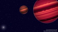 An artist’s conception of Epsilon Indi, a star system approximately 12 light-years from Earth in the constellation Indus: brown dwarfs Epsilon Indi B and C orbit their common center of mass, which in turn orbits the much more distant primary component -- the Sun-like star Epsilon Indi A. Image credit: Roberto Molar Candanosa & Sergio Dieterich, Carnegie Institution for Science.
