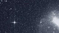 TESS took this snapshot of the Large Magellanic Cloud (right) and the bright star R Doradus (left) with just a single detector of one of its cameras on August 7. Image credit: NASA / MIT / TESS.