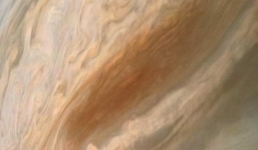 A ‘brown barge’ cyclone in Jupiter’s South Equatorial Belt. Citizen scientist Kevin M. Gill created this image using data from the JunoCam imager aboard NASA’s Juno spacecraft. Image credit: NASA / JPL-Caltech / SwRI / MSSS / Kevin M. Gill.