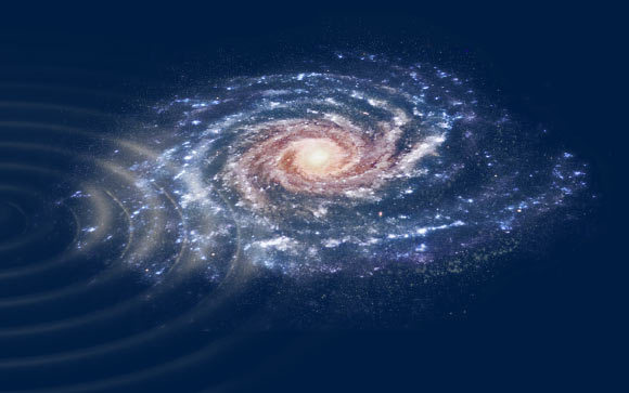 An artist’s impression of a perturbation in the velocities of stars in the Milky Way Galaxy that was revealed by ESA’s star mapping mission Gaia. Image credit: ESA.