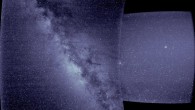 First light data from Parker Solar Probe’s WISPR instrument suite: the right side of this image -- from WISPR’s inner telescope -- has a 40-degree field of view, with its right edge 58.5 degrees from the Sun’s center; the bright object slightly to the right of the image's center is Jupiter; the left side of the image is from WISPR’s outer telescope, which has a 58-degree field of view and extends to about 160 degrees from the Sun; it shows the Milky Way, looking at the Galactic center; there is a parallax of about 13 degrees in the apparent position of the Sun as viewed from Earth and from Parker Solar Probe. Image credit: NASA / Naval Research Laboratory / Parker Solar Probe.