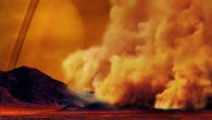 An artist’s concept of a dust storm on Titan. Image credit: NASA / ESA / IPGP / Labex UnivEarthS / University Paris Diderot.