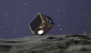 An artist’s impression of MASCOT during landing. Image credit: DLR.