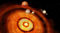 An artist’s impression of four gas giants in orbit around CI Tau. Image credit: University of Cambridge.