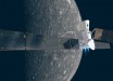 An artist’s impression of the ESA/JAXA BepiColombo spacecraft in cruise configuration, with Mercury in the background. On its 7.2 year journey to the innermost planet, BepiColombo will fly by Earth once, Venus twice and Mercury six times before entering into orbit. The MTM module is shown with ion thrusters firing, and with its solar wings extended, spanning about 100 feet (30 m) from tip-to-tip. The 24.6-foot (7.5 m) long solar array of the MPO orbiter in the middle is seen extending to the top. The Mio orbiter is hidden inside the sunshield in this orientation. Image credit: ESA / ATG Medialab / NASA / JPL.