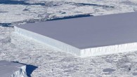 This image of the rectangular iceberg was taken during an Operation IceBridge flight over the northern Antarctic Peninsula on October 16, 2018. Image credit: Jeremy Harbeck, NASA.