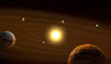 An illustration of a compact, multi-planet system. Image credit: Michael S. Helfenbein / Yale University.