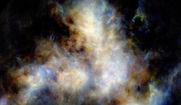 A radio image of hydrogen gas in the Small Magellanic Cloud as observed by CSIRO’s ASKAP radio telescope. Image credit: Naomi McClure-Griffiths et al / CSIRO’s ASKAP Telescope.