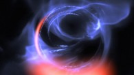This visualization uses data from simulations of orbital motions of gas swirling around at about 30% of the speed of light on a circular orbit around the supermassive black hole. Image credit: ESO / GRAVITY Collaboration / L. Calçada.