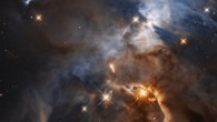 This Hubble image shows the Serpens Nebula, a stellar nursery about 1,300 light-years away. Within the nebula, in the upper right of the image, a shadow is created by the protoplanetary disk surrounding HBC 672. While the disk of debris is too tiny to be seen even by Hubble, its shadow is projected upon the cloud in which it was born. In this view, the feature, the Bat Shadow, spans approximately 200 times the diameter of our own Solar System. Image credit: NASA / ESA / STScI.