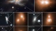 Images of four colliding galaxies, along with close-up views of their coalescing nuclei in the bright cores, are shown beneath the Hubble snapshots of NGC 6240. The left image of each pair, showing the merging galaxies, was taken by the Panoramic Survey Telescope and Rapid Response System (Pan-STARRS). The right image, showing the bright cores, was taken in near-infrared light by the W. M. Keck Observatory in Hawaii, using adaptive optics to sharpen the view. The nuclei in each of the Hubble and Keck Observatory infrared photos are only about 3,000 light-years apart -- a near-embrace in cosmic terms. If there are pairs of black holes, they will likely merge within the next 10 million years to form a more massive black hole. These observations are part of the largest-ever survey of the cores of nearby galaxies using high-resolution images in near-infrared light taken by the Hubble and Keck observatories. Image credit: NASA / ESA / M. Koss, Eureka Scientific, Inc / W. M. Keck Observatory / Pan-STARRS.