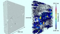 Using electron tomography, Pellenq et al probed a sample of kerogen to determine its internal structure. At left, the sample as seen from the outside, and at right, the detailed 3D image of its internal pore structure. Image credit: Pellenq et al, doi: 10.1073/pnas.1808402115.