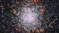 This Hubble image shows NGC 1866, a massive globular cluster located in the constellation Dorado, some 160,000 light-years away. The image was made from separate exposures taken in the visible region of the spectrum with Hubble’s Wide Field Camera 3 (WFC3). Five filters were used to sample various wavelengths. The color results from assigning different hues to each monochromatic image associated with an individual filter. Image credit: NASA / ESA / Hubble.