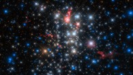 This image of Westerlund 1 was produced from data gathered by ALMA, combined with data from the NASA/ESA Hubble Space Telescope. Image credit: ESO / ALMA / NAOJ / NRAO / Fenech et al.