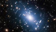 The galaxy cluster Abell S1063 was observed by the NASA/ESA Hubble Space Telescope as part of the Frontier Fields Program. The huge mass of the cluster -- containing both baryonic matter and dark matter -- acts as cosmic magnification glass and deforms objects behind it. In the past astronomers used this gravitational lensing effect to calculate the distribution of dark matter in galaxy clusters. A more accurate and faster way, however, is to study the intracluster light (visible in blue), which follows the distribution of dark matter. Image credit: NASA / ESA / M. Montes, University of New South Wales.