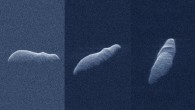 These three radar images of near-Earth asteroid 2003 SD220 were obtained on December 15-17, 2018. Image credit: NASA / JPL-Caltech / GSSR / NSF / GBO.